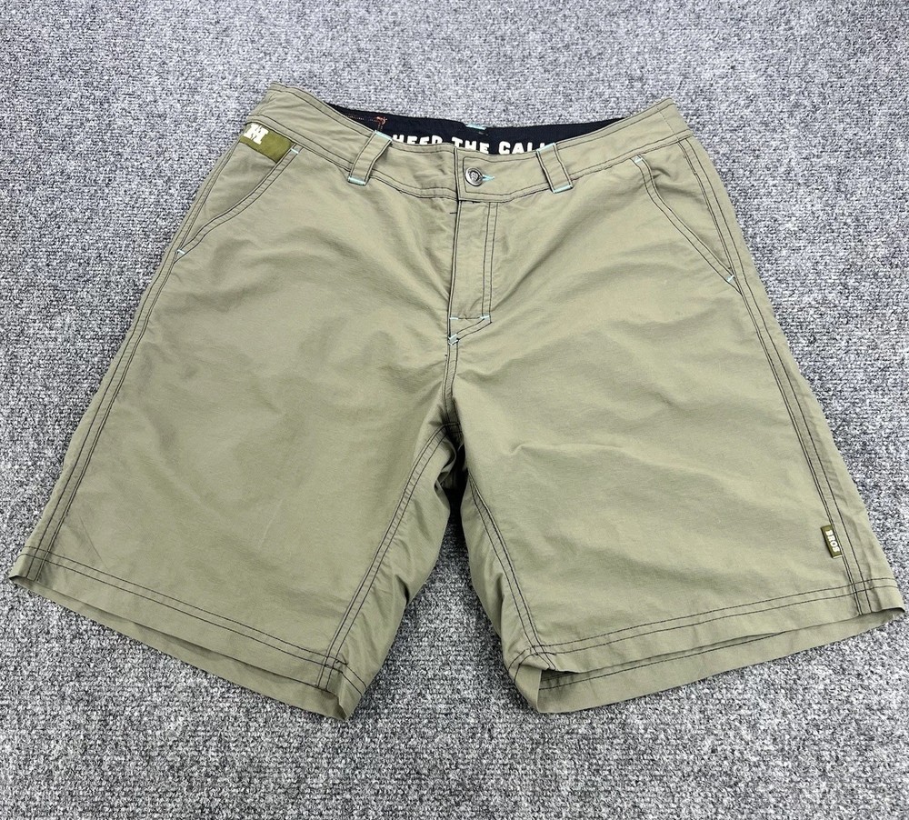 Howler Bros Mens 31 Green Horizon Hybrid Shorts Drawstring Lightweight Nylon