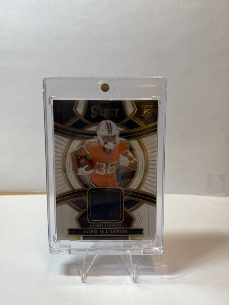 2023 Panini Select Rookie Swatches Jaleel McLaughlin #RSW-JMC White Prizm /75