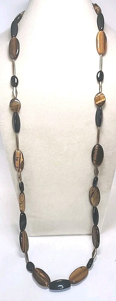 Vintage Daisy Fuentes Tiger Eye Beaded Necklace 36
