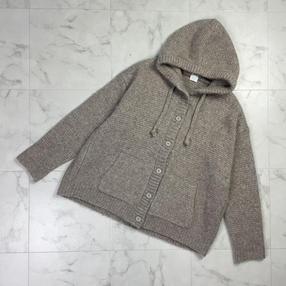 C.T. Plage Alpaca Knit Cardigan Hoodie Size 38 Greige ND242
