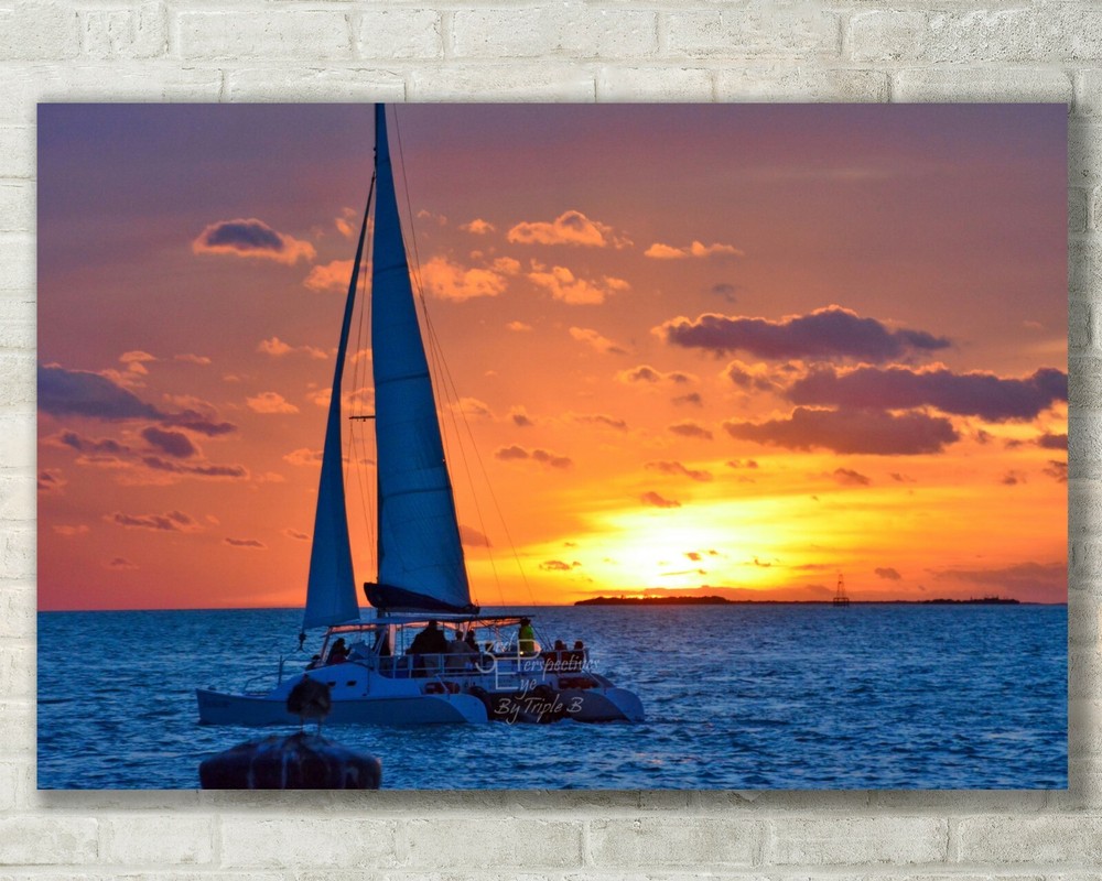 Key West Florida Sunset Ocean Art Print on Metal Canvas or Paper
