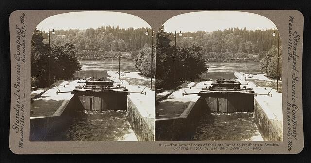 Photo:The lower locks of the Gota Canal at Trollhattan, Sweden