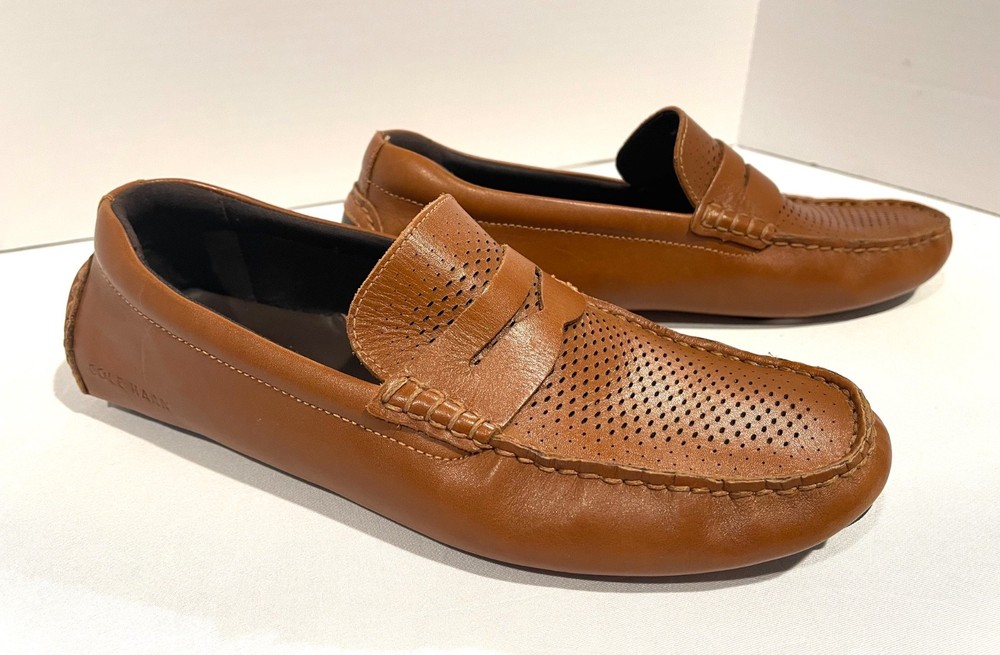 Cole Haan Size 10 Men’s Hand Sewn Penny Loafer Tan Leather Driving Shoes
