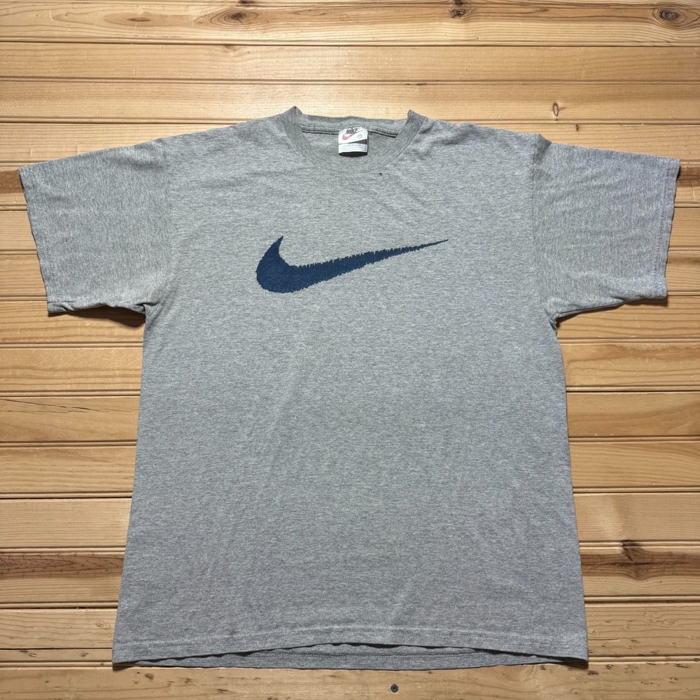 Vintage 90s Nike Sportswear Center Swoosh Gray T-Shirt USA Made - Size Medium