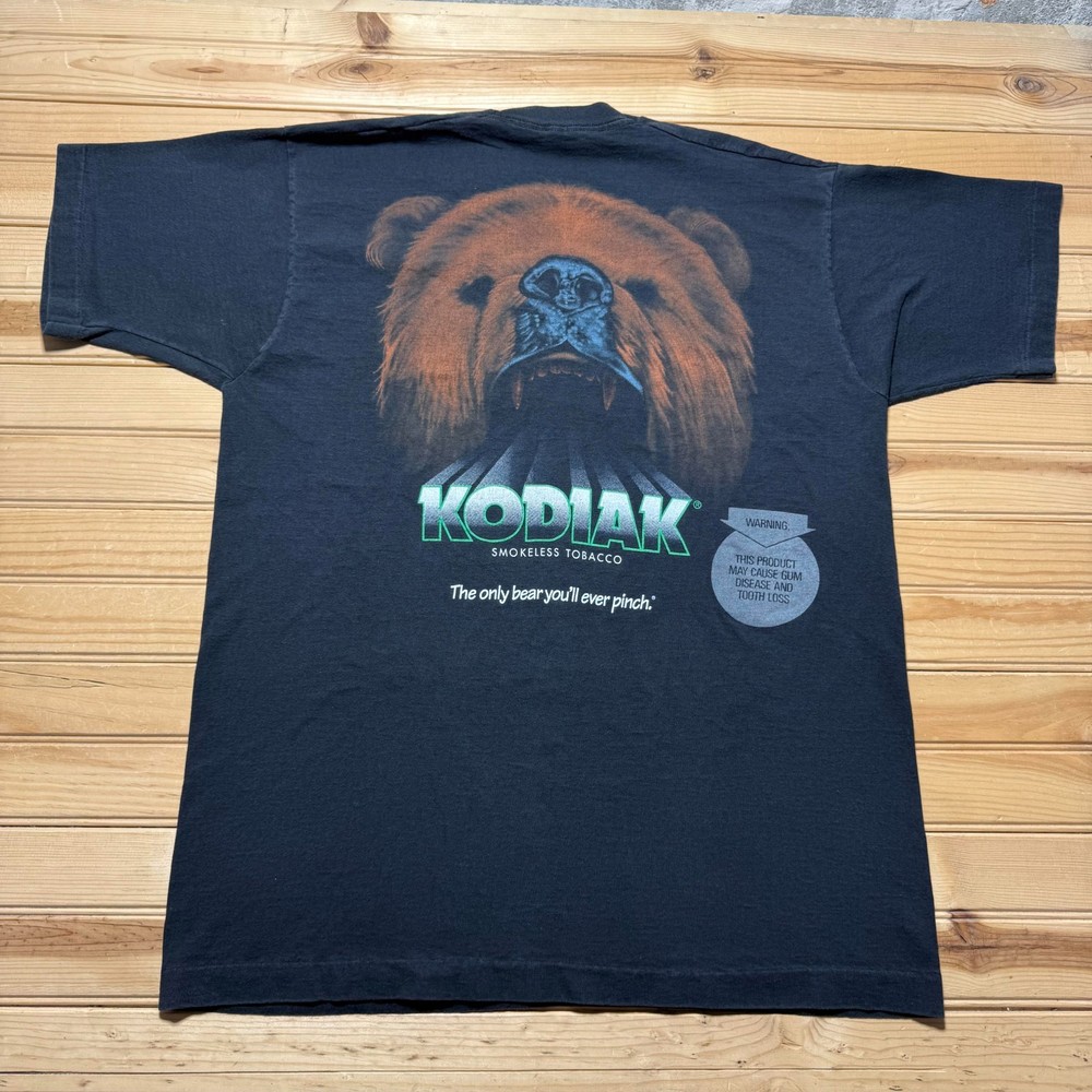Vintage 90s Kodiak Smokeless Tobacco Bear Graphic Promo T-Shirt USA Made - XL