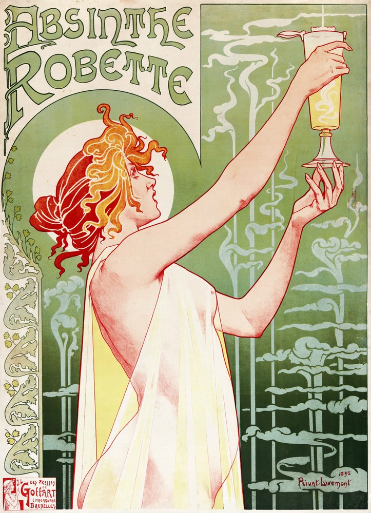 french 1895 Vintage Print  Art deco  Poster Advert ABSINTHE-image