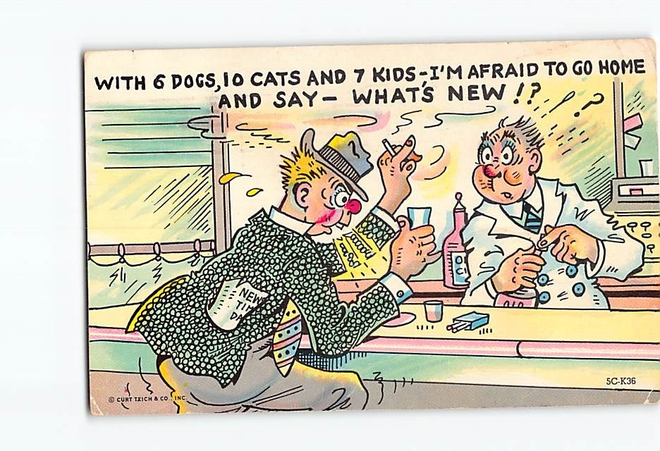 Postcard Family Man Joke/Humor Comic Art Print