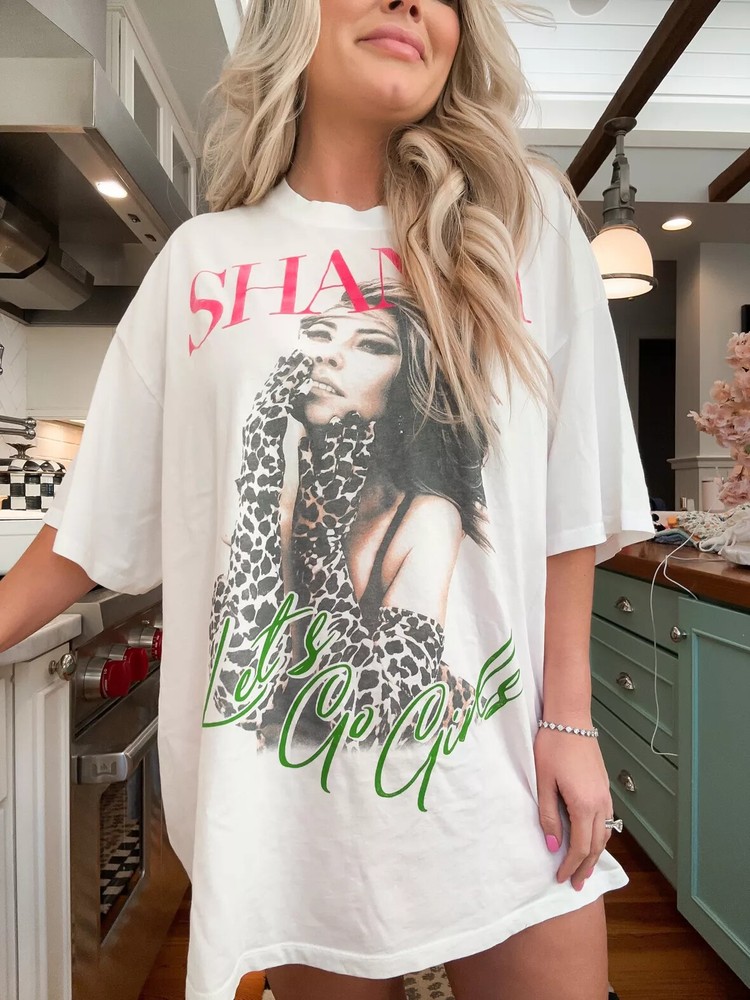 SALE Shania Twain Let's Go Girl White tee Reprint T shirt Classic Style