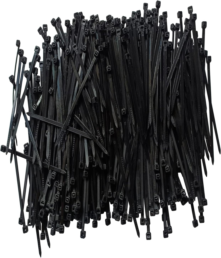 8-Inch Black Cable Zip Ties 500-Pack 40-lb Tensile Strength