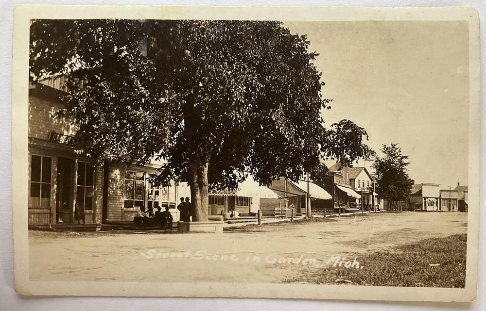 RPPC Real Photo Postcard - Street Scene In Garden, Michigan MI