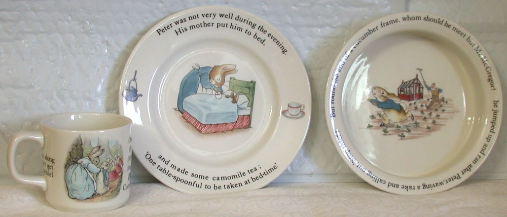 Vintage Wedgwood Peter Rabbit Nursery Set in Box – Beatrix Potter Plate Bowl Mug