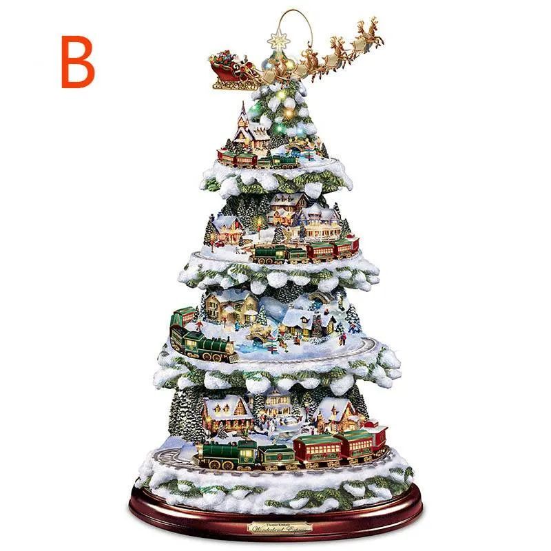 Christmas Tree Rotating Sculpture Train Decorations Paste Window Paste Stickers