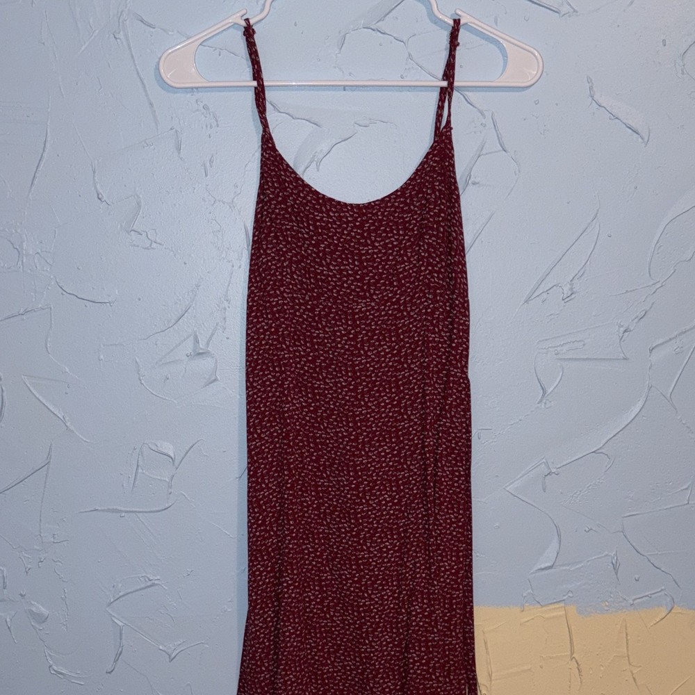 Brandy Melville Red Floral Sundress Scoop Neck Strappy Sleeveless One Size
