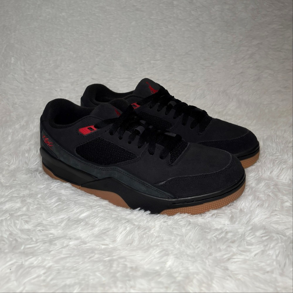 Size 9M - Jordan Flight Court Shoes Black/Red Gum Brand New in Box No Lid