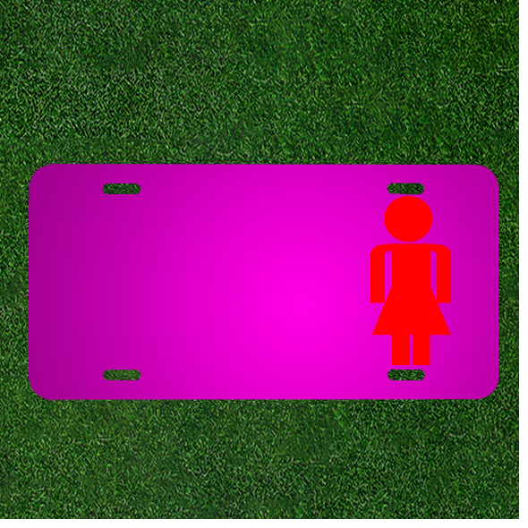 Create a Custom Personalized Car License Plate Featuring a Female Pictogram with Addable Names for a Unique Touch