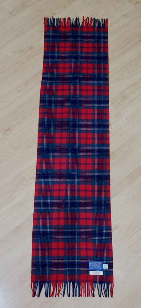 Vintage 70s PENDLETON Scarf Made In USA Mac Lean Tartan 100% Wool Red Plaid