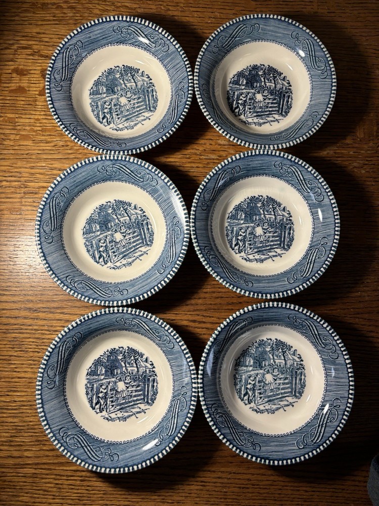 Set of 6 Currier and Ives The OLD FARM GATE Fruit Dessert Sauce Bowls by Royal
