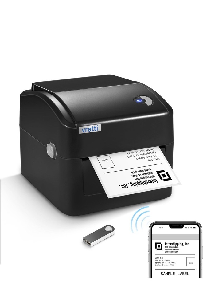 Vretti 4x6 Thermal Barcode Shipping Label Printer 420B USB Black