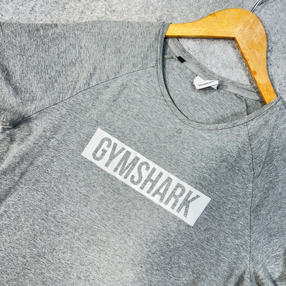 Gymshark Womens Grey T-Shirt Short Sleeve Curved Hem Size L Activewear Gym Large