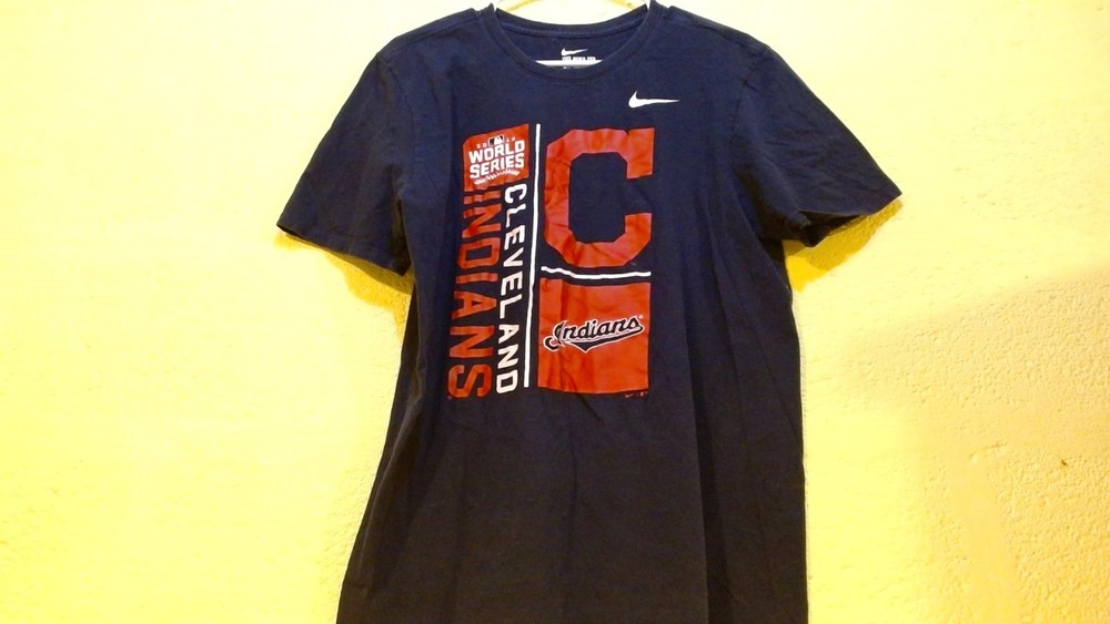 Cleveland Indians 2016 World Series Nike Tee T-Shirt Color Navy Blue Size Large