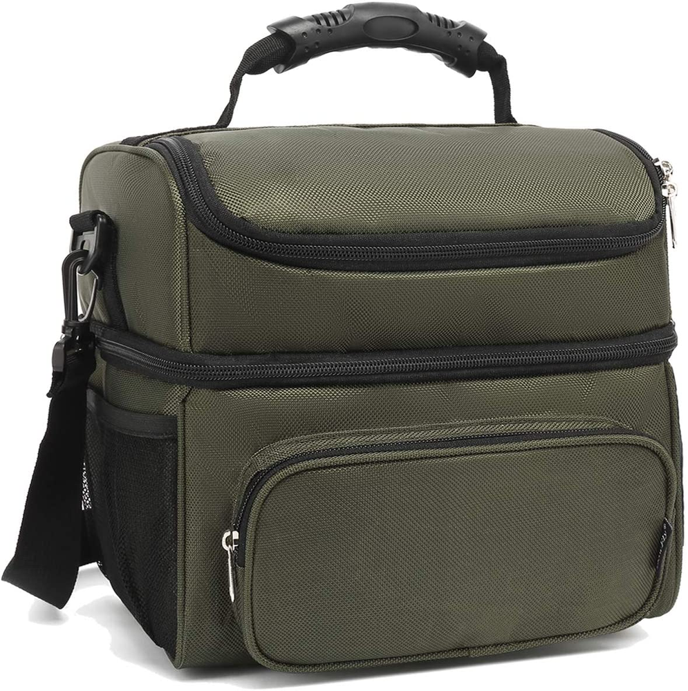 Double Layer Insulated Lunch Bag for Adults Large Tote Cooler Box for Men