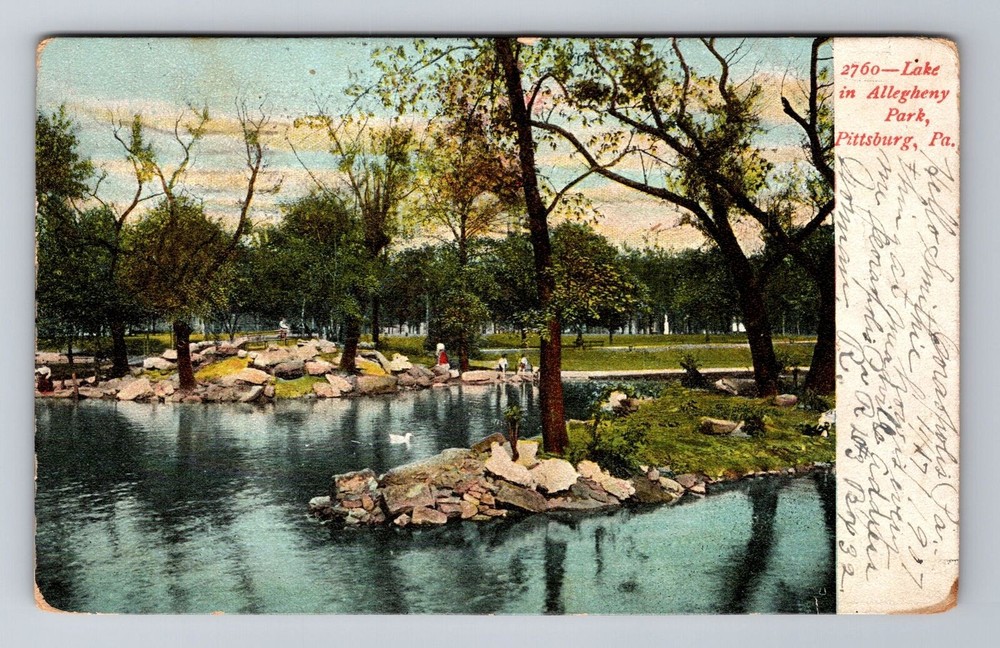 Pittsburgh PA-Pennsylvania, Lake In Allegheny Park, Vintage c1907 Postcard