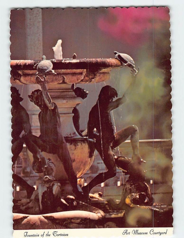 Postcard Fountain of the Tortoises Court Yard Art Museum Sarasota Florida USA