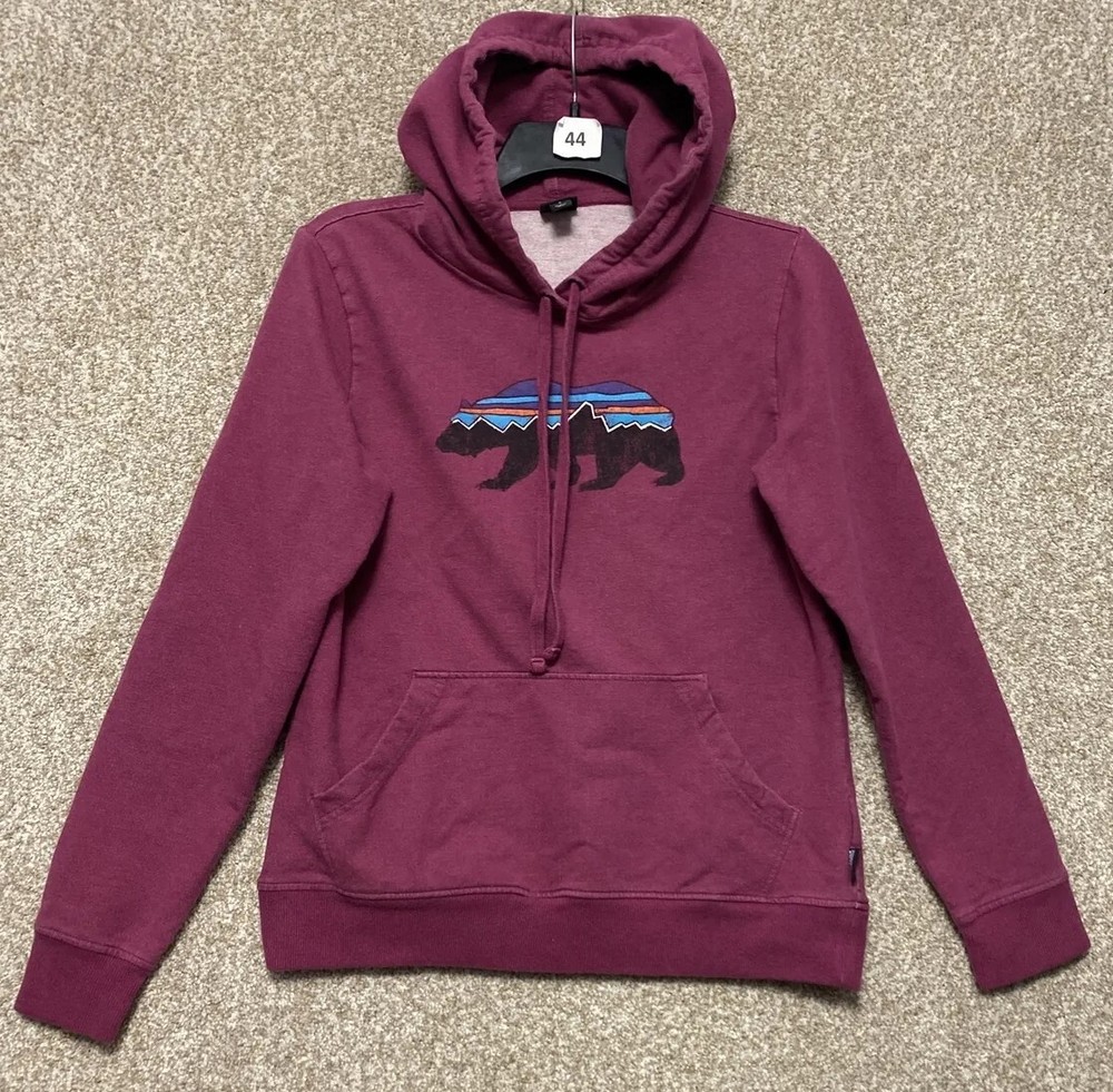 Patagonia Womens Sz Small Purple Fitz Roy Bear Pullover Hoodie Hoody Sweatshirt