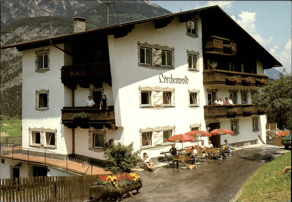 Austria Wald Gasthof Larchenwald inn mountains terrace guests ~ postcard sku395