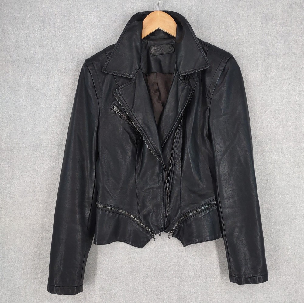 BLANKNYC Jacket Womens Medium Black Faux Leather Moto Biker Asymmetrical Zip