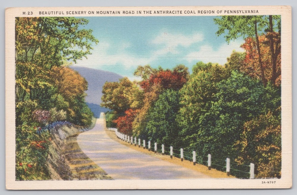 Anthracite Coal Region Pennsylvania, Mountain Road Scenic View, Vintage Postcard