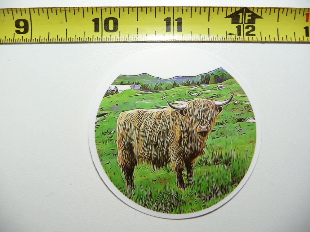 Scottish Highland Cattle Field Ranch Laptop Decal Sticker