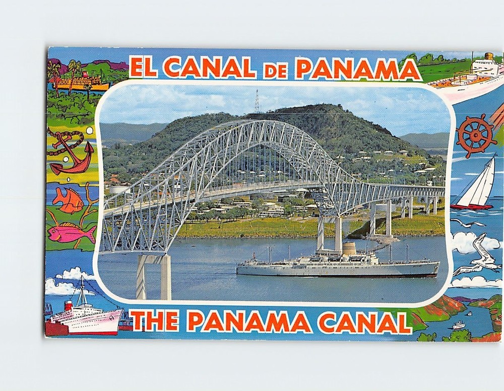 Postcard Thatcher Ferry Bridge Across the Panama Canal