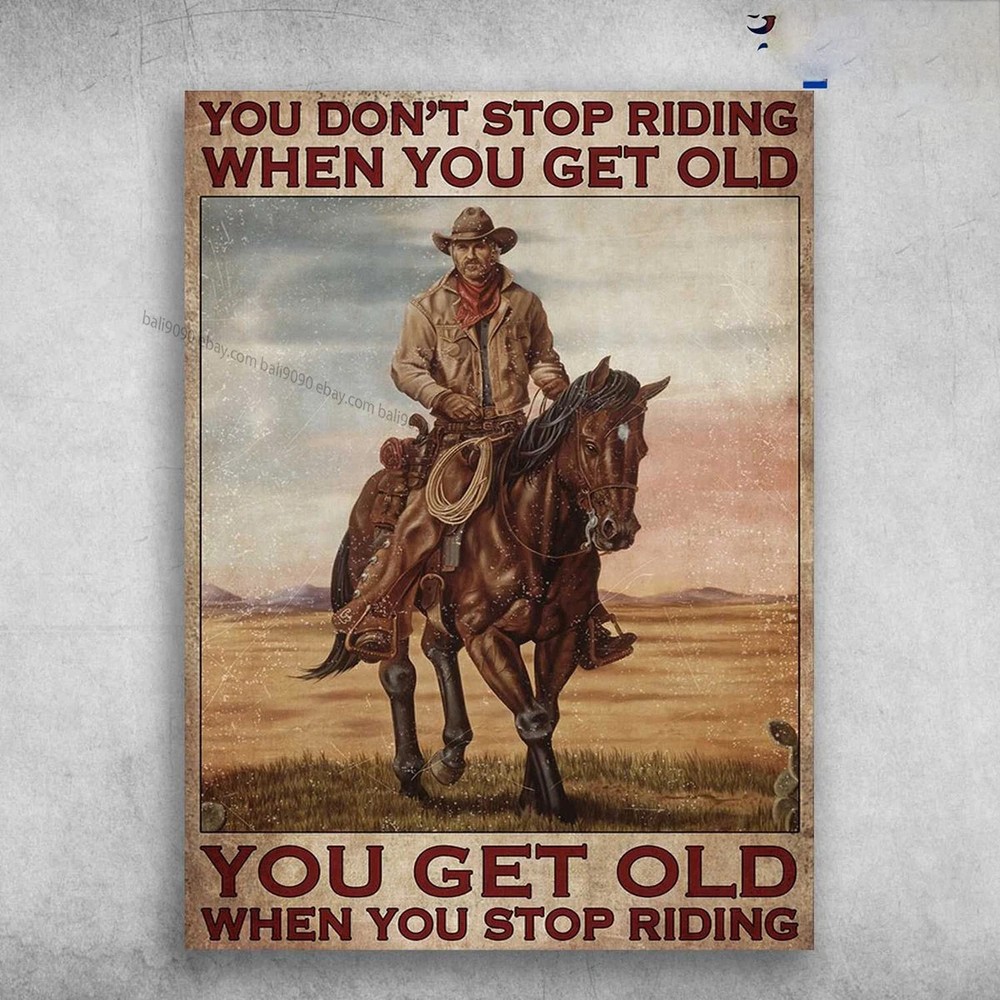 Vintage Cowboy Riding Horse - Age is Just a Number for True Riders