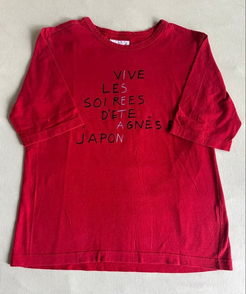 agnes b. Red T-Shirt Size 2 Cotton Short Sleeve Made in Japan