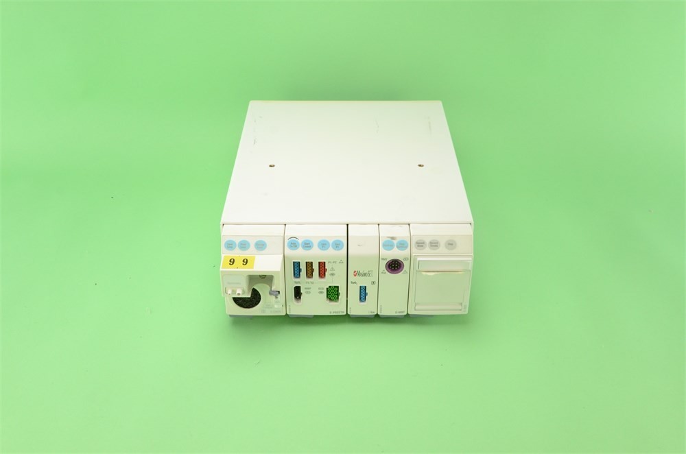 GE Datex Ohmeda modules in rack, E-CAiOV, E-PRESTN, E-Masimo, E-NMT MRG10712