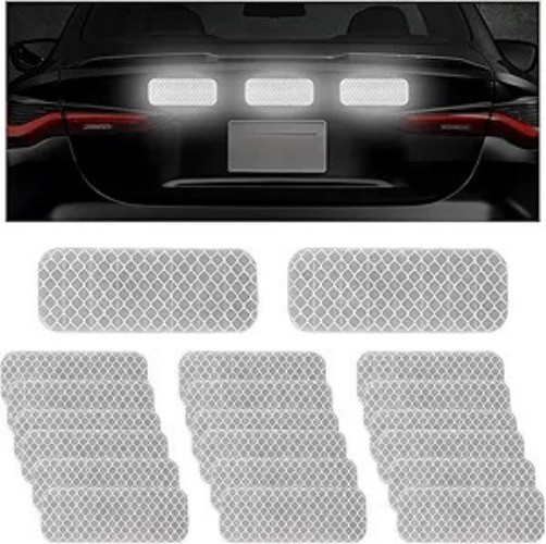20 PCS Waterproof Reflective Warning Stickers for Cars, SUVs, Tr Color: Silver