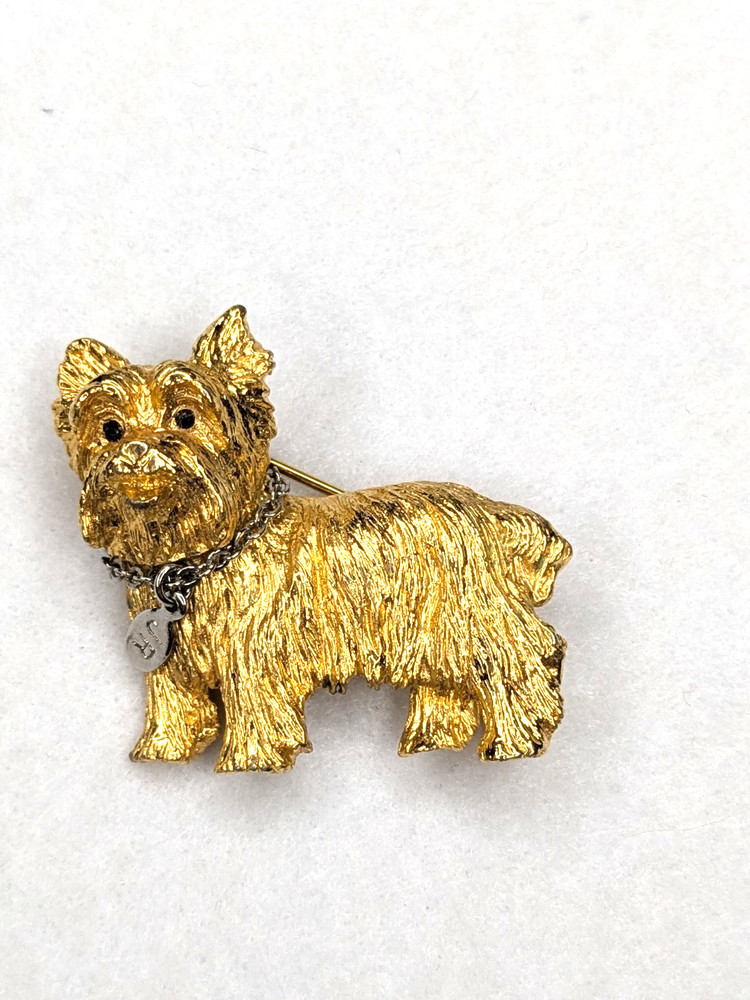 Vintage Joan Rivers Scottie Dog Scottish Terrier Brooch Pin with Collar