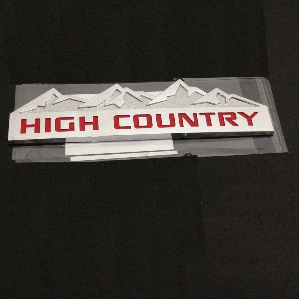 1x OEM HIGH COUNTRY Emblem Badge door tailgate fits Silverado Chrome Red