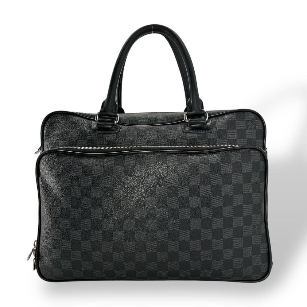 LOUIS VUITTON Damier Graphite Ikar N23253 LV Briefcase Gray Canvas Purse T10G