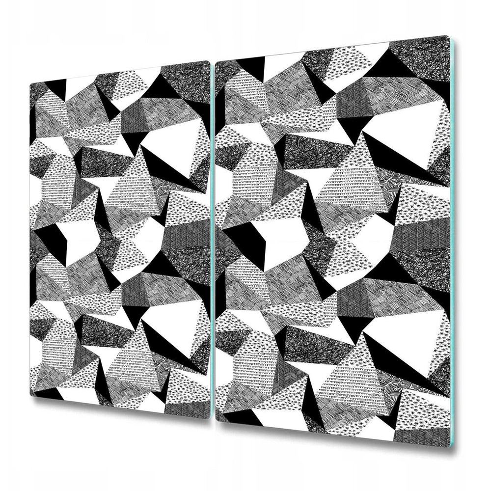 Glass Chopping Board Scribbles geometric shapes charcoal effect triangles