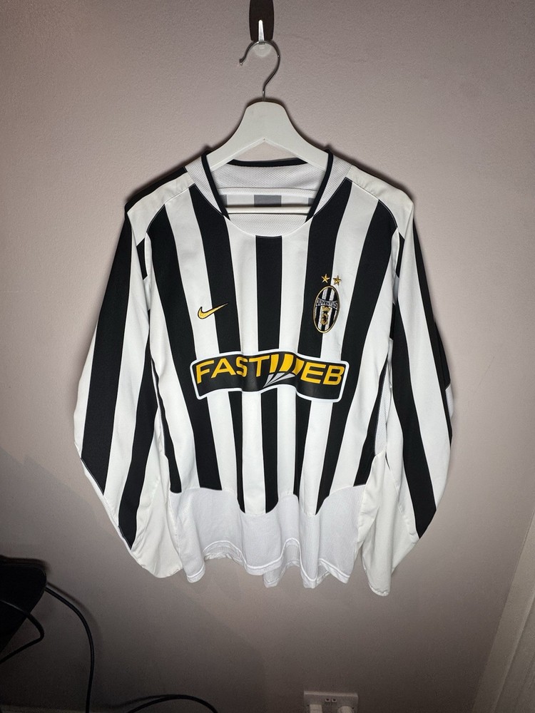 Juventus Home Shirt 2003/04 Nike Fastweb Long Sleeve Mens L Serie A