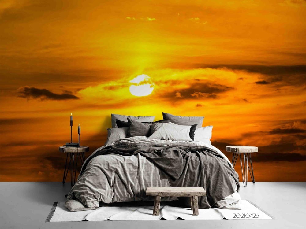 3D Sky Clouds Sunset Landscape Wall Murals Wallpaper Murals Wall Sticker
