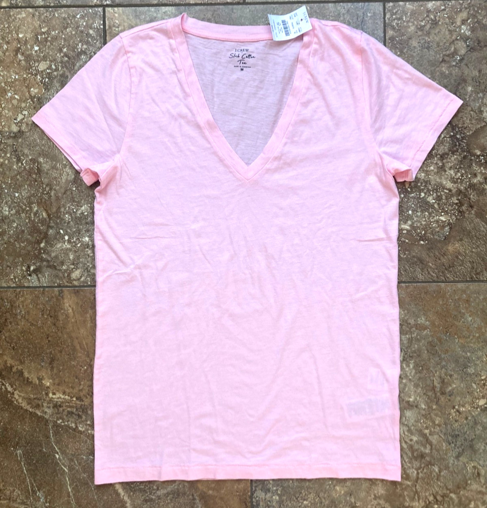 J Crew Women’s Slub Tee size M Petal Pink Cotton V-Neck NWT