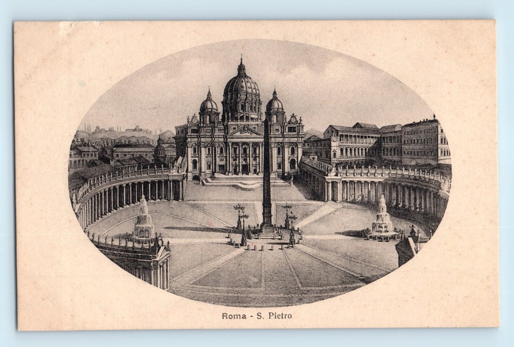 Birdseye View Saint Peter's Square S Pietro Roma Rome Italy Postcard B8