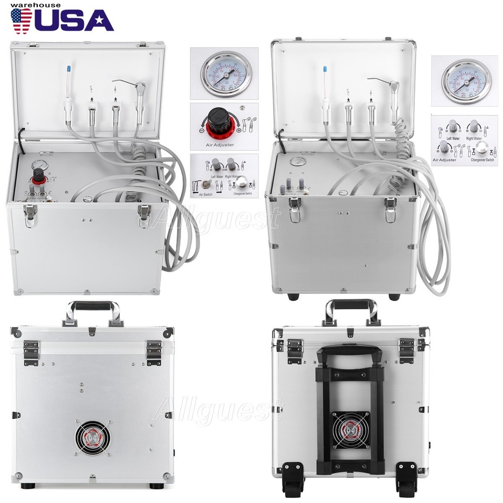 Portable Dental Mobile Delivery Unit System Air Compressor Syringe Suction 4Hole