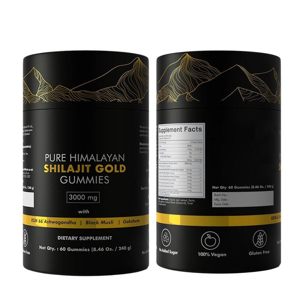 100% Pure Himalayan Shilajit Gummies w/ Ashwagandha Chaga Mushroom