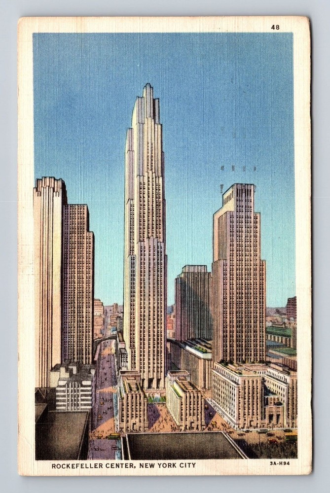 New York City NY, Rockefeller Center, Vintage c1936 Postcard