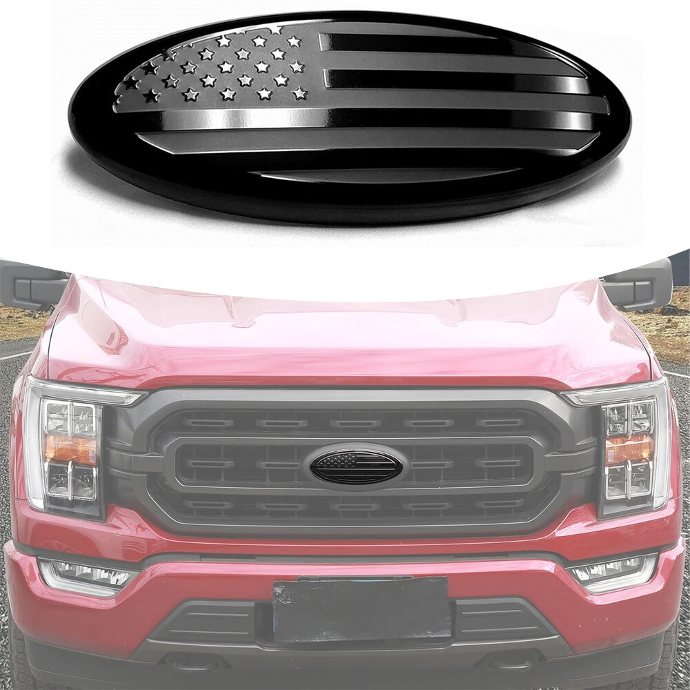 9 inch For Ford Accessories FRONT GRILL Tailgate US Flag Oval Emblem Badge Black