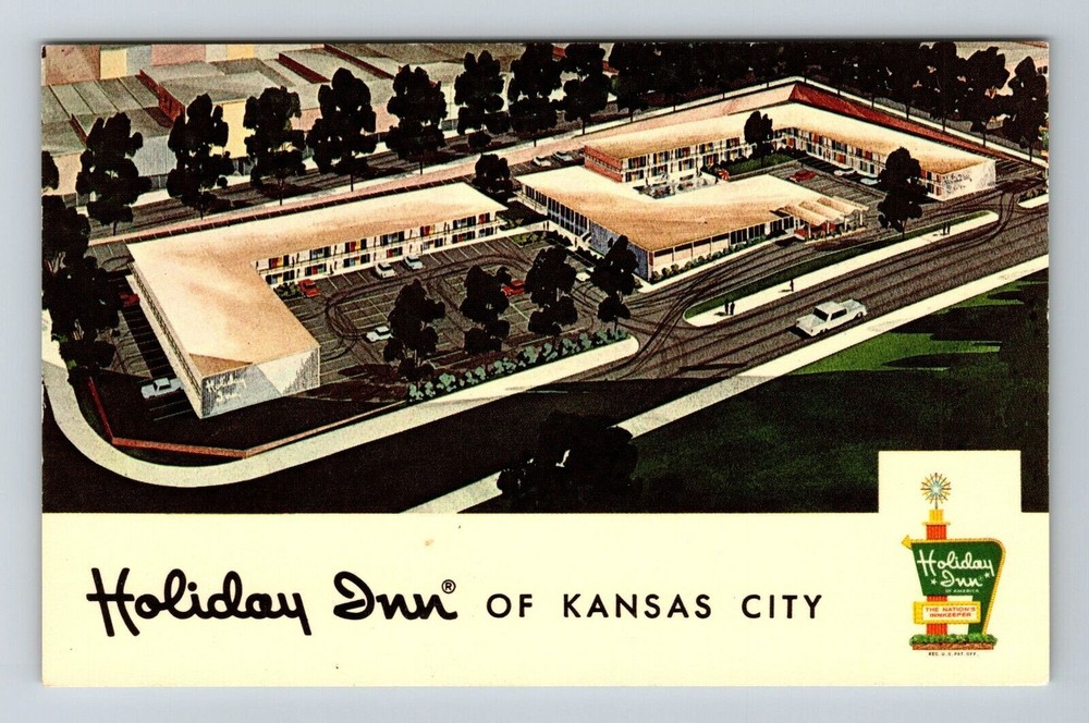 Kansas City KS-Kansas, Holiday Inn, Aerial Scenic View, Vintage Postcard